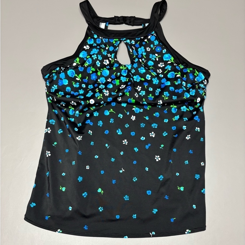 Longitude Tankini swim top black size 16